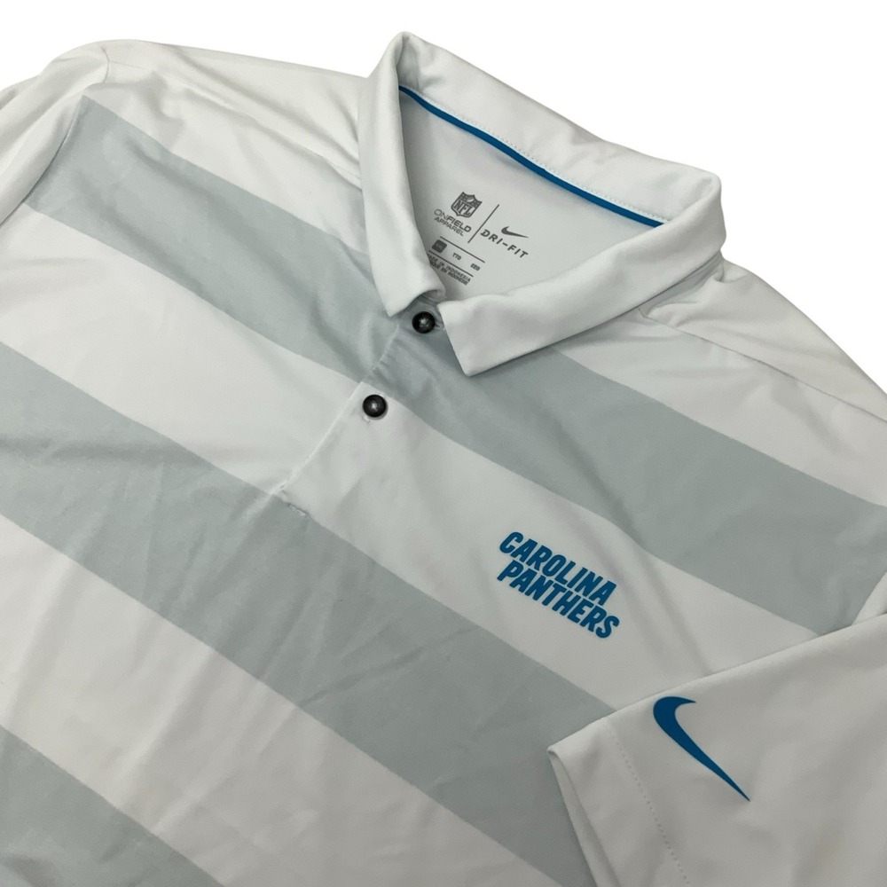Carolina Panthers Nike Dri-FIT Polo Shirt Mens 2XL Striped NFL Football On Field